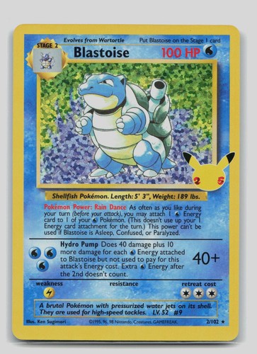 Blastoise 2/102 Celebrations: Classic Collection Pokemon Holo NM