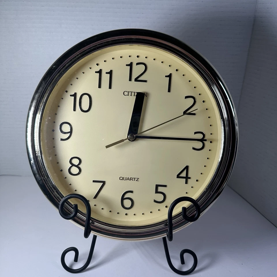 Reloj de Pared Citizen Cuarzo Vintage Redondo Tono Plata 10" x 10" Funciona Foto 4 de 4