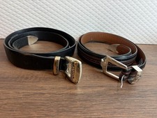 2 Onyx By Brighton Leather Belts 40/42 Black Brown Silver Buckle Western Rodeo