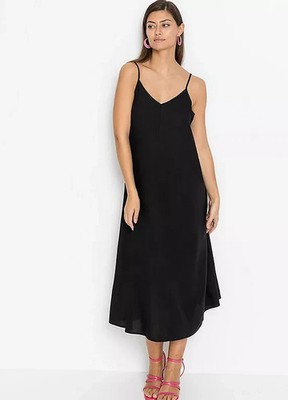 Freemans Schwarzes Cami-Träger Midaxi Kleid UK 12 (fm187-12)