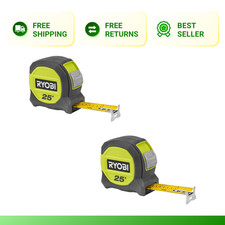 RYOBI Tape Measure 25 Ft 2 Pack Compact Durable Retractable Measuring Tool Set