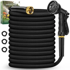 Garden Hose 100FT, Non-Expanding, Lightweight Hose With 8 Function Nozzle, Le...