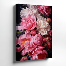 Wall Art Pink Peony Flowers Floral Bouquet Home Room Boho Rustic Large Print