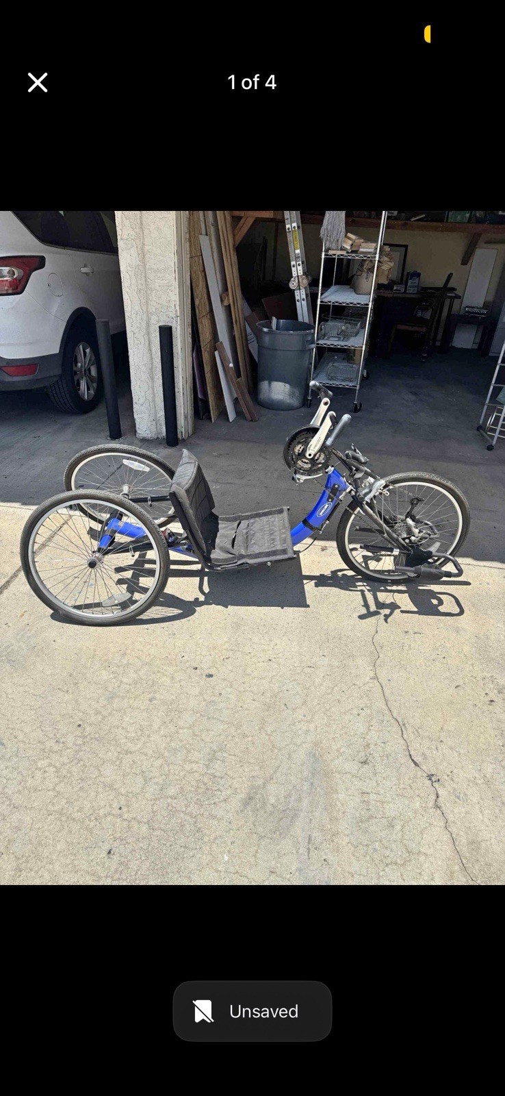 (Used) Invacare Top End Excelerator Recumbent Handcycle 26in Blue/Black Adj Seat (800.00 USD)