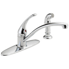 Delta B4410LF Foundations Single Handle Kitchen Faucet with Spray Chrome