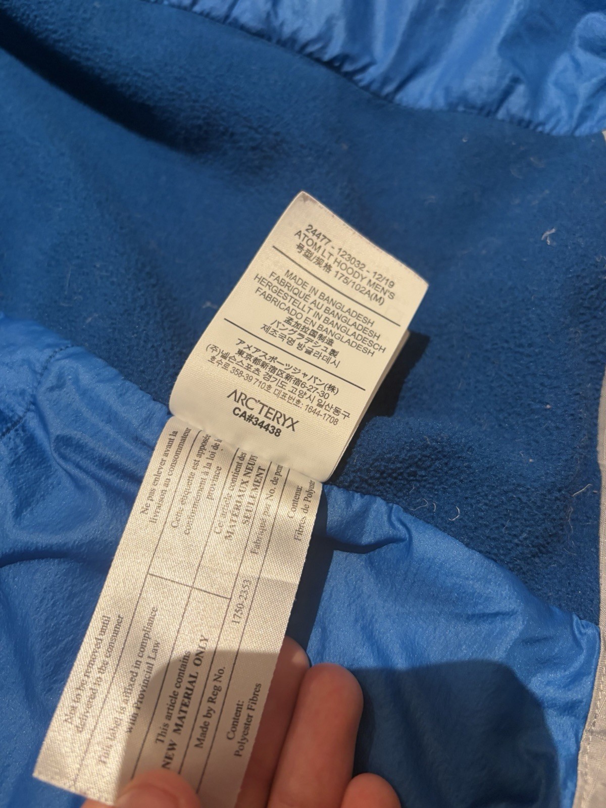 Arc'teryx Atom LT Men's Blue Hoody Size Medium With Minor Stains thumbnail 5