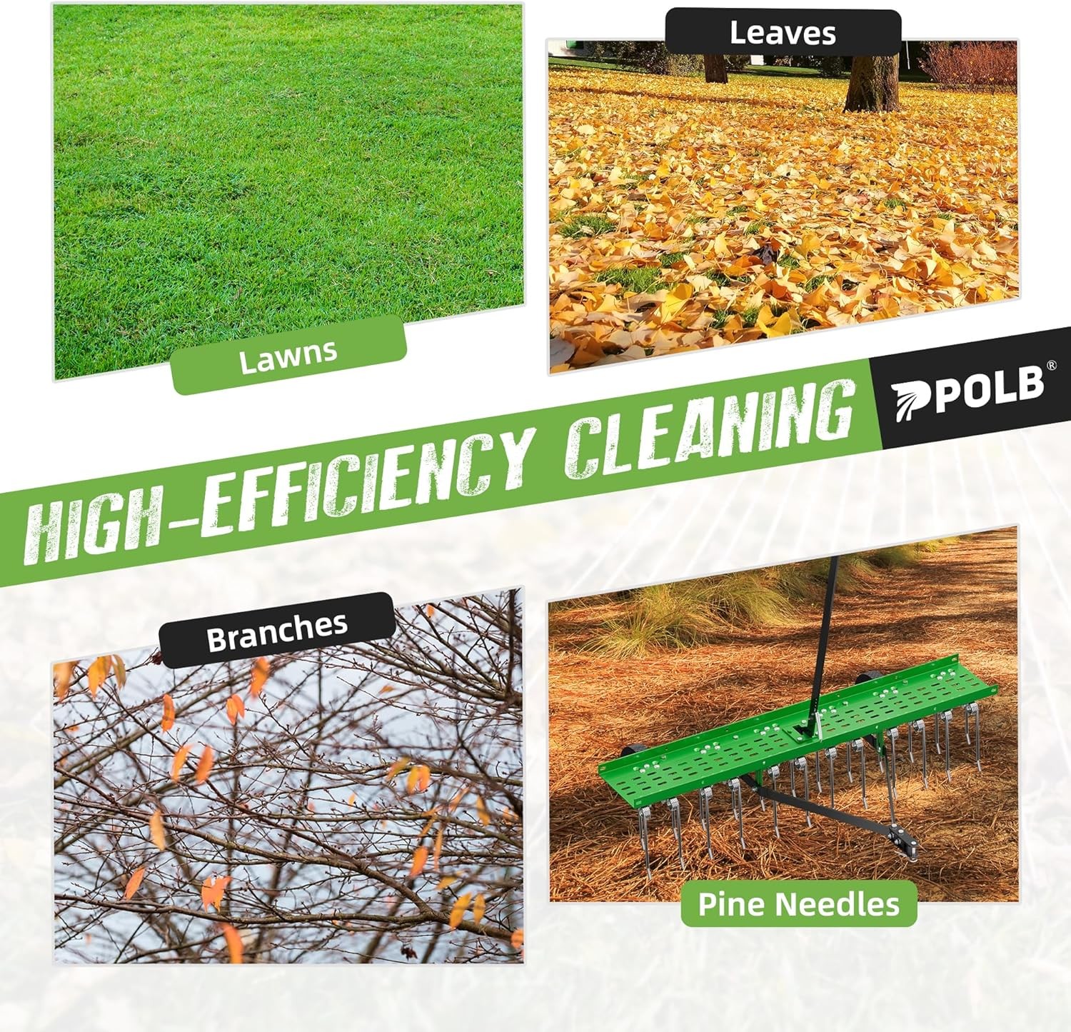 Tow-Behind Dethatcher for ATV Mower, 48"Lawn Tractor Grass Rake w/24 Steel Tines