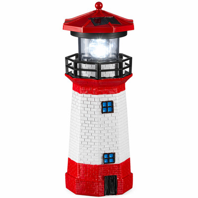 LED Solar Leuchtturm Leuchtfeuer Maritim Turm 28cm Höhe