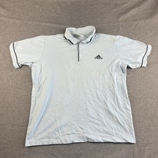 Adidas Polo Shirt Mens S Light Blue Cotton Vintage Short Sleeve Casual Fitness