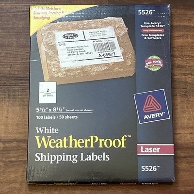 Avery Waterproof Shipping Labels 5.5'' x 8.5'' White 100/Pack