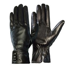 Women's Winter Leather Gloves,Touch Screen Outdoor Fleece Lined One Size Black