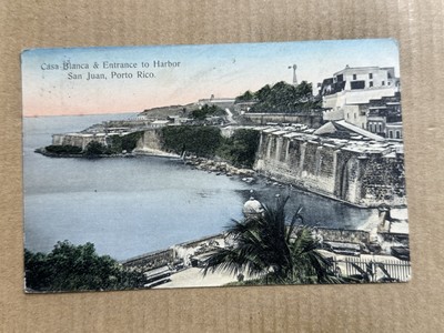 Postcard San Juan Puerto Rico Casa Blanca Harbor Entrance Posted Ponce PR 1909