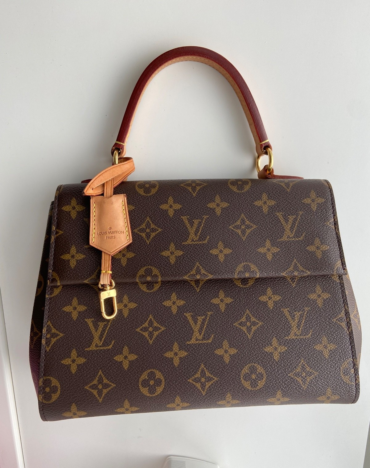 Louis Vuitton Cluny BB Brown Monogram Canvas Top Handle Bag, Gold Hardware