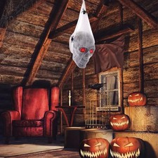 Halloween Decorations Outdoor Indoor 1PC Hanging Skull with Light up Eyes Spide