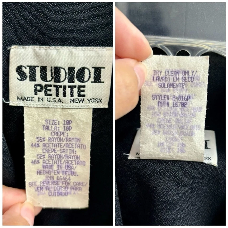 Vestido Blazer Vintage 10 Pequeño Negro Ropa de Trabajo Profesional Preppy Coqueta Foto 3 de 4