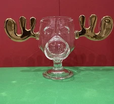 National Lampoons Christmas Vacation Glass Gold Antlers Moose Mug Limited RARE