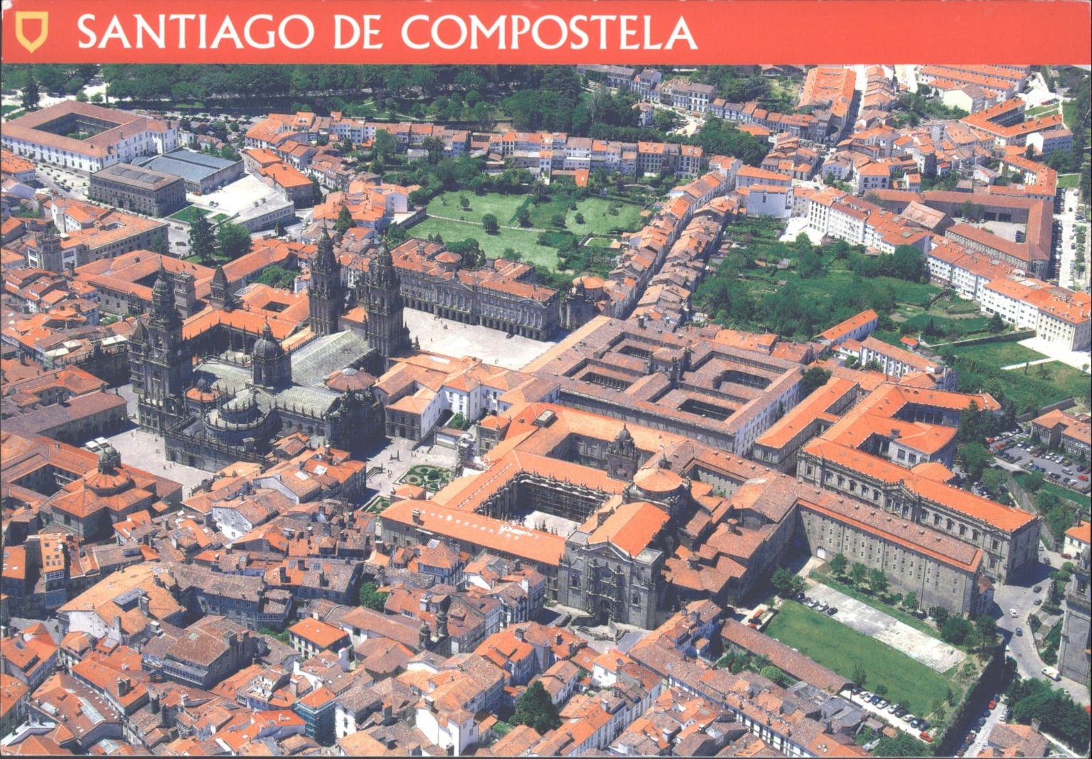 Santiago de Compostela Spain Aerial View Cathedral Cityscape Postcard 2006
