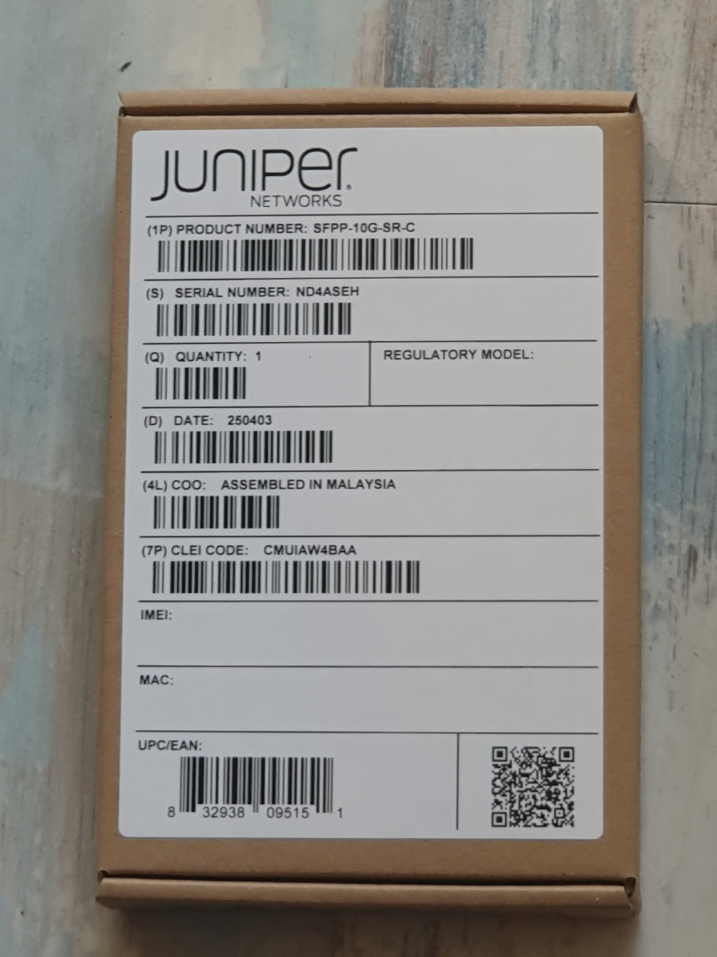 Transceiver SFP+ 10G SR Juniper Networks 740-021308 multimode pour fibre optique
