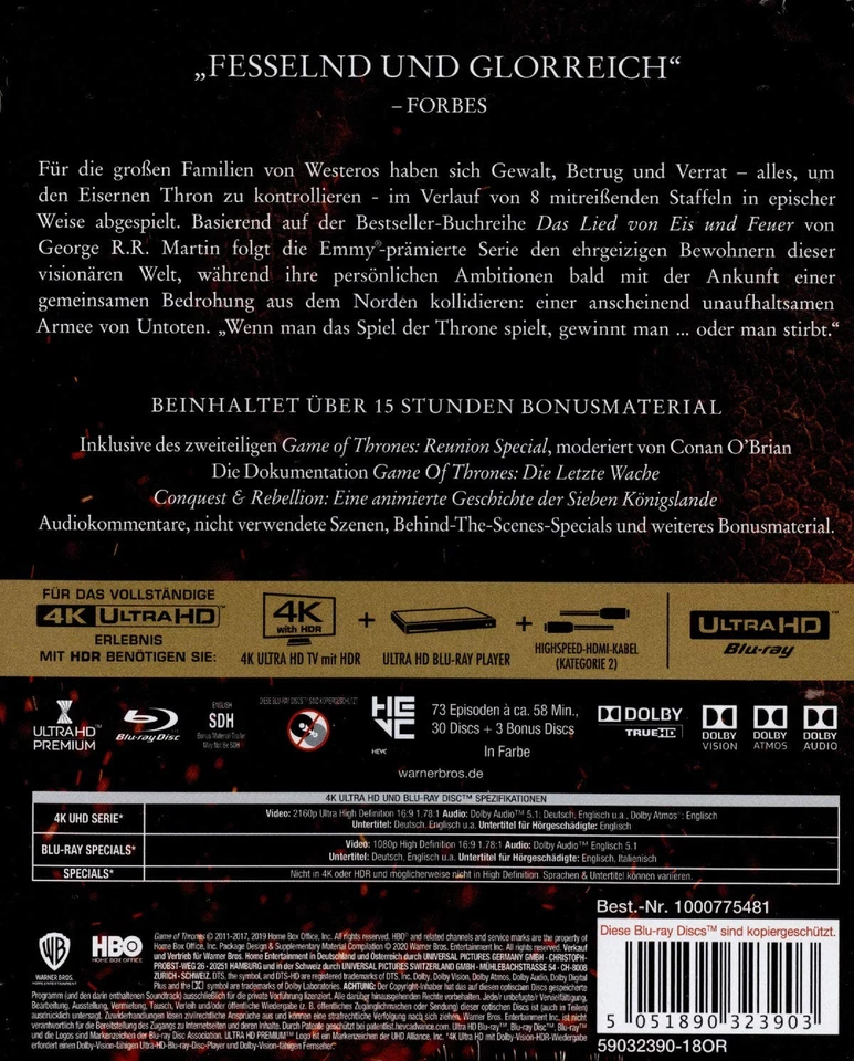 Game Of Thrones - TV Box Set (4K Ultra-HD) (4K UHD Blu-ray) - Image 2 of 4