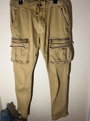 Smoke Rise Pants Men s 38x32 Cargo Tapered Legs With Toggle Brown