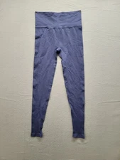 Forever 21 Women Leggings S Blue Logo Mid Rise Stretch Compression Activewear