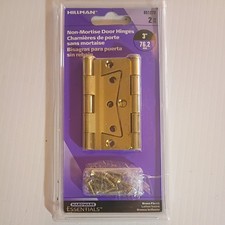 2 Hillman 3" Non-Mortise Door Hinges Brass Finish