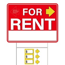 AFWHGM For Rent Signs with Stakes   1 PCS 17" x 13" Double-Sided Yard Sign, H...