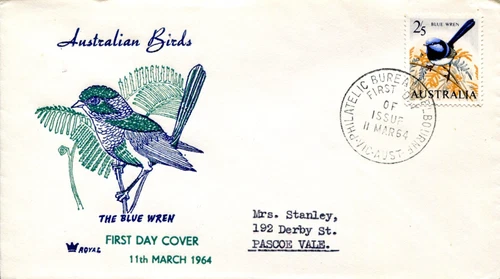 1964 Australian Birds Blue Wren - Royal FDC