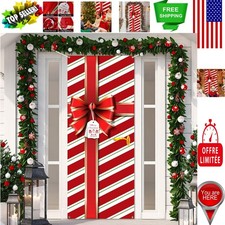 Durable and Reusable Christmas Door Cover - 35.4'' x 78.7'' Red Design
