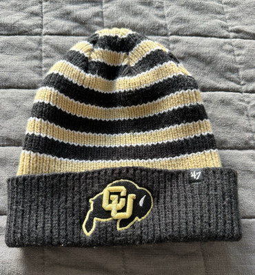  47 Colorado Buffaloes Striped Knit Beanie Hat Black Gold White One Size