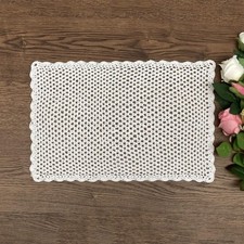 12"x17" White Vintage Hand Crochet Lace Doily Rectangle Table Cloth Runner Mats