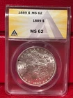 1889 Morgan Dollar ANACS MS 62 $1 Silver Coin Certified Uncirculated