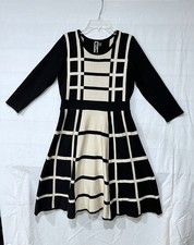 Julian Taylor Black and Beige Sweater Dress Midi - Size Medium