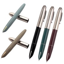 HERO 565 Metal Fountain Pen Iridium Bent Nib Silver Clip Classic Ink Pen StockPh