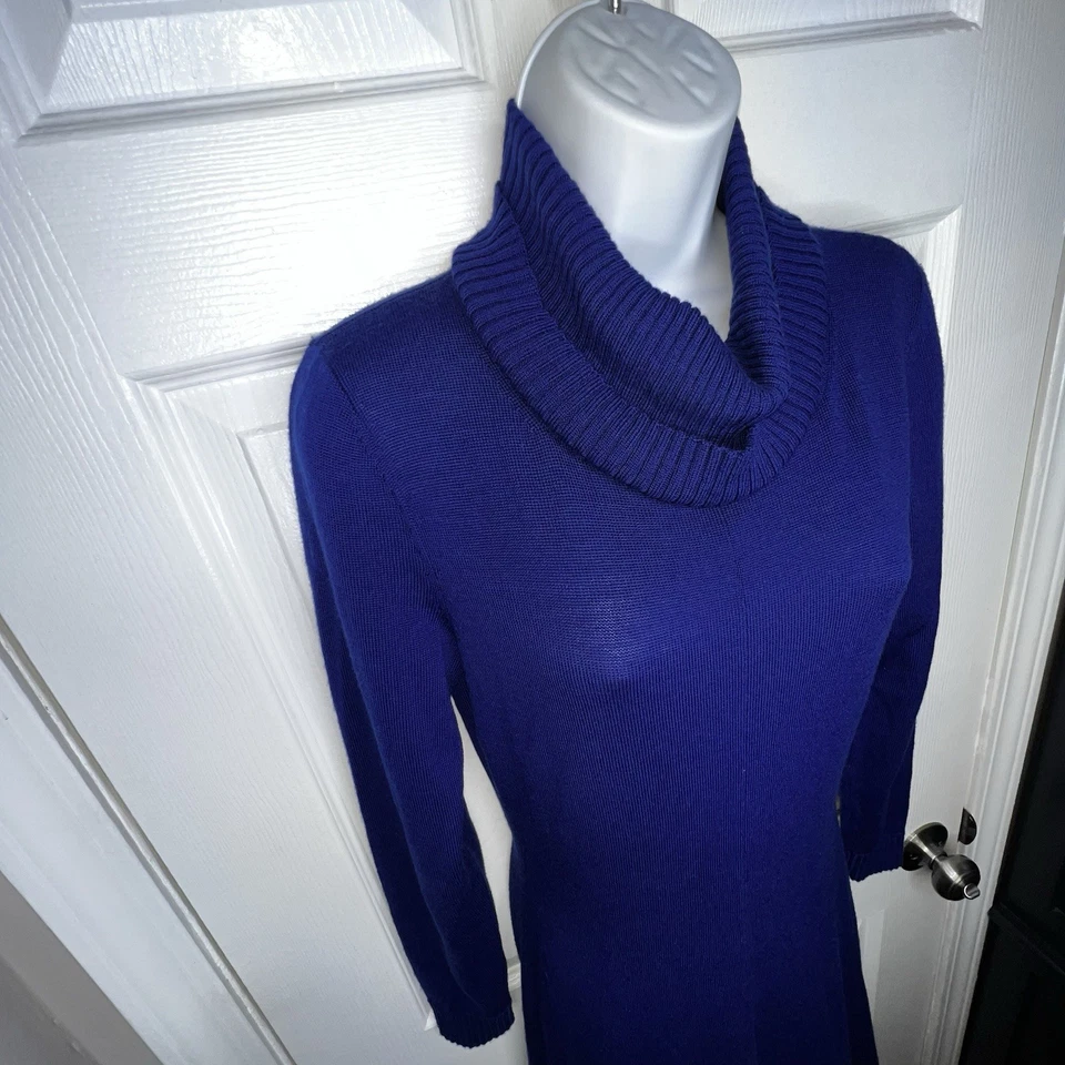 Lafayette 148 Women’s Small Blue Turtleneck 100% Wool Knit Sweater Dress S - Image 3 of 4