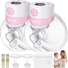 TSRETE Double Wearable Breast Pump Electric Hands-Free 2 Modes 9 Levels - Pink