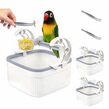 Bird Desktop Training Stand with Detachable Feeder Bowls and Tweezers, Parrot...