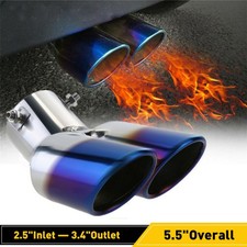 Car Rear Dual Twin Double Exhaust Pipes Tail Muffler Tip Throat Tail Pipe Blue
