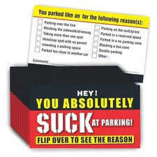 Bad Parking Cards 100Pcs Funny Violation Tickets Prank Gag Multi-Reason Notice