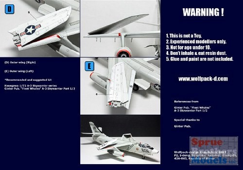 WPD72060 1:72 Wolfpack A-3 Skywarrior Set Piegato Ala (kit HAS) - Foto 4 di 4