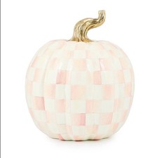MacKenzie Childs LARGE Harvest Check Pumpkin in Rosy Check-new