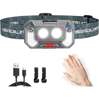 Leichte Stirnlampe Rotlicht, Motion Sensor 5 Modi Rotes und Blaues Stroboskop...