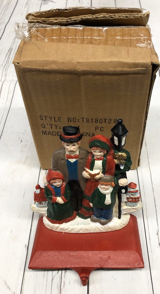 Vintage Midwest ? Christmas Singing Carolers Cast Iron Stocking Holder