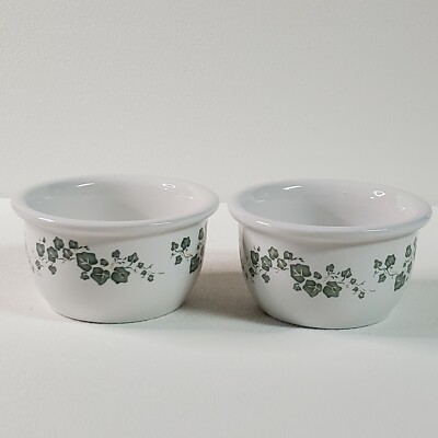 Corelle Coordinates Callaway Ivy 7 Oz Custard Cups Stoneware Ramekins Lot of 2