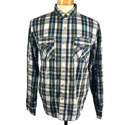 Levi's Men's Blue Plaid Western Point Collar Long Sleeve  Button Up Size Medium