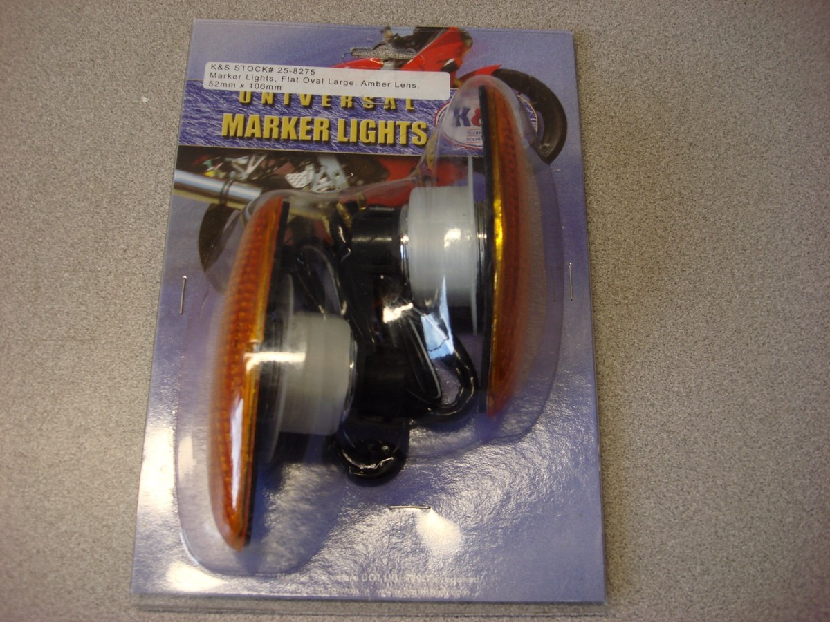 K & S MARKER LIGHT FLAT OVAL AMBER LENS 52 MM x 106 MM # 25