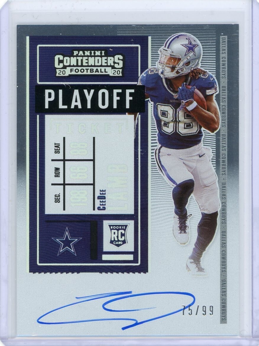 2020 Panini Contenders Football Playoff Ticket Rookie Auto #117 CeeDee Lamb /99