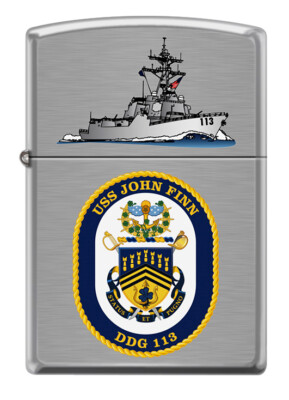 USS John Finn  (DDG-113) Destroyer Zippo MIB Brushed Chrome 