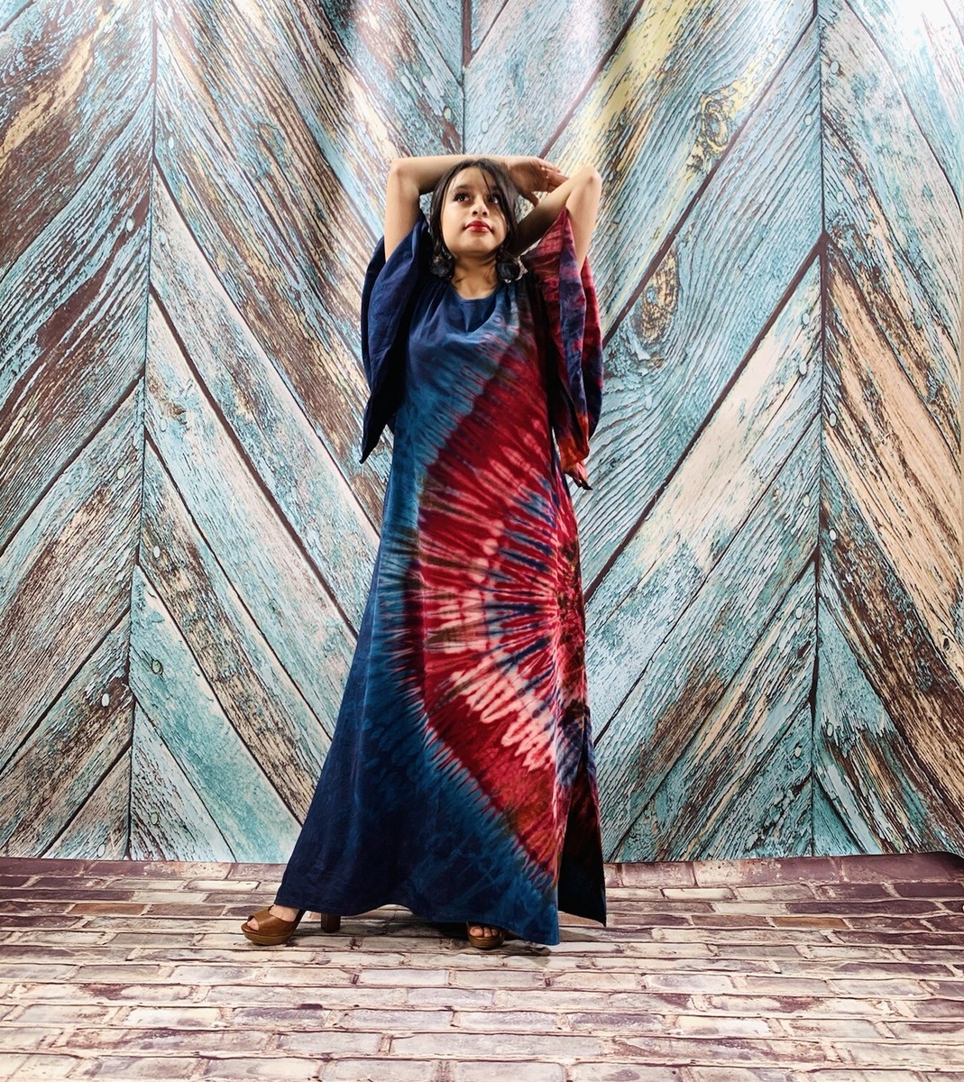 Handmade Tie Dye Pamela Maxi Festival Dress Boho Hippie One Size