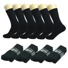 Wholesale Lot Solid Black Men's Crew Athletic Sport Socks Size 9-11 10-13